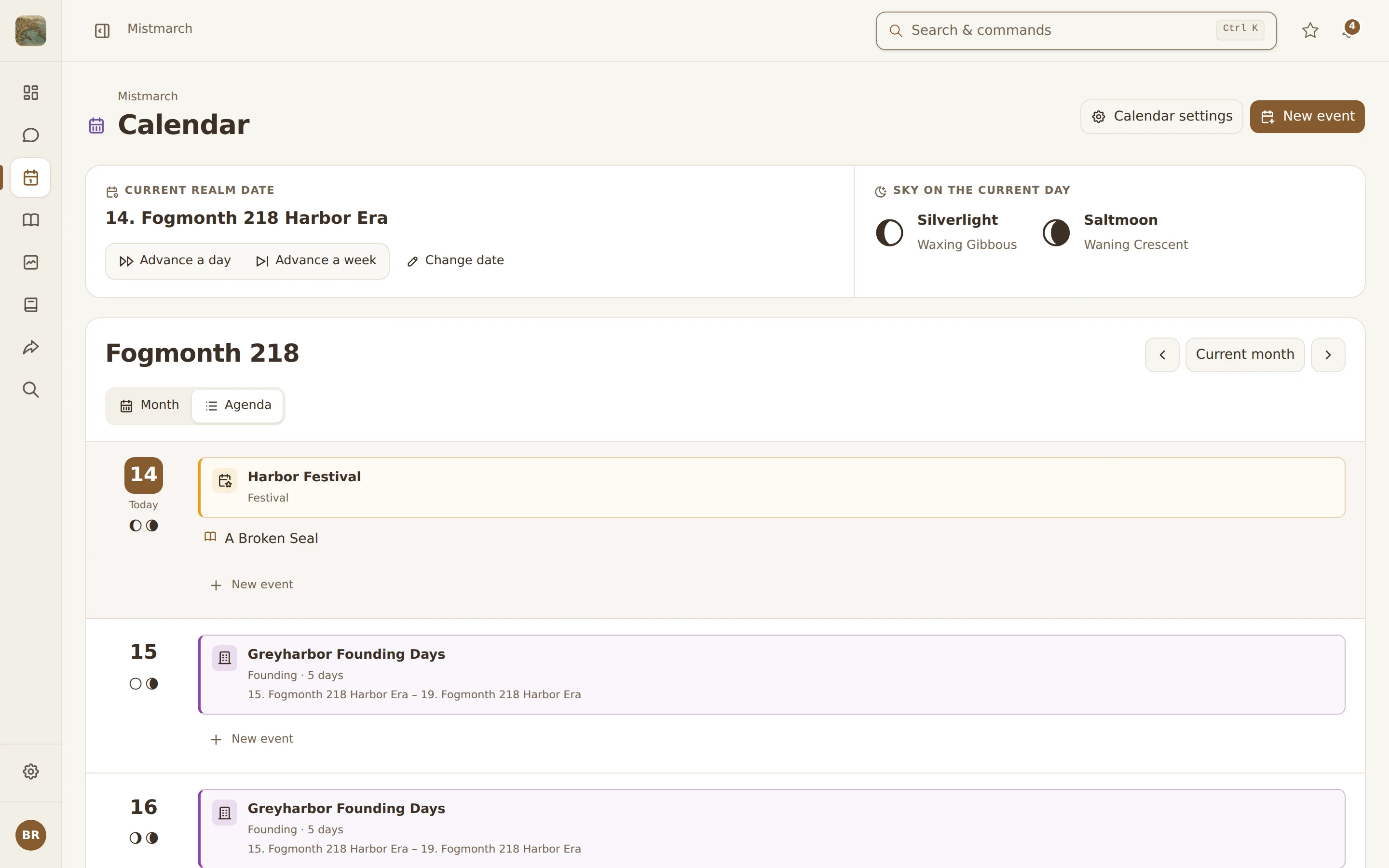 The Fogmonth 218 agenda with the harbor festival, a session and the multi-day Founding Days.